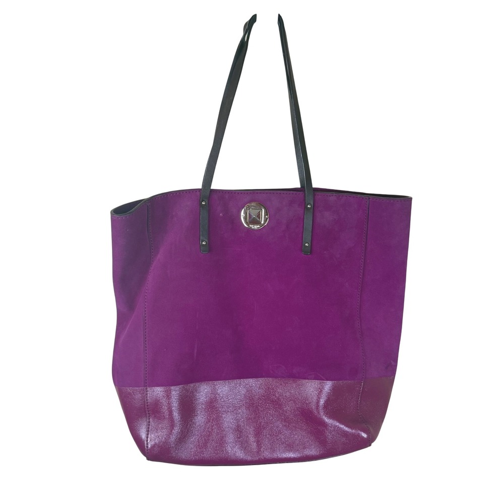 Vintage Kate Spade New York Magenta Suede‎ Leather Trim Tote Bag Purse Handbag